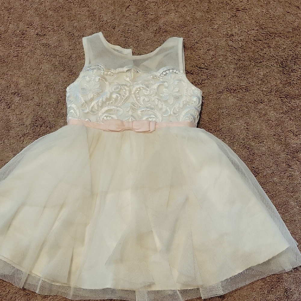 Jona Michelle Cream Dress with Pink Accent